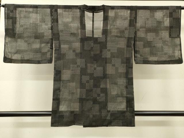 平和屋着物▽道行コート　スリーシーズン　春夏秋　塵除け　　正絹　逸品　DABI7043fe幾何学文