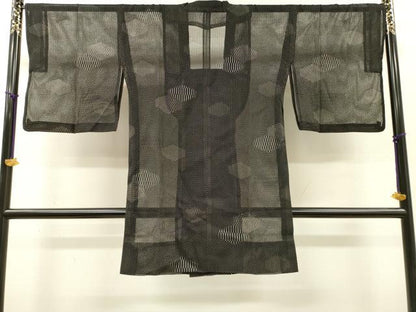 平和屋着物▽道行コート　スリーシーズン　春夏秋　塵除け　雲文　ロング丈　正絹　逸品　DABI7048fe