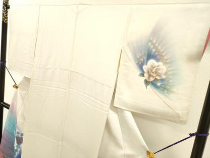 平和屋着物▼訪問着　舞蝶花文　薔薇　暈し染　金彩　正絹　逸品　DABI7065fe