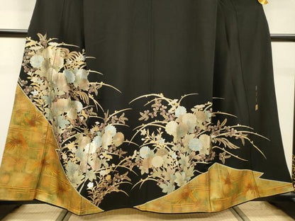 平和屋着物▼豪華黒留袖　作家物　嵐月華　鳳凰花文　金銀彩　正絹　逸品　DABI7067fe
