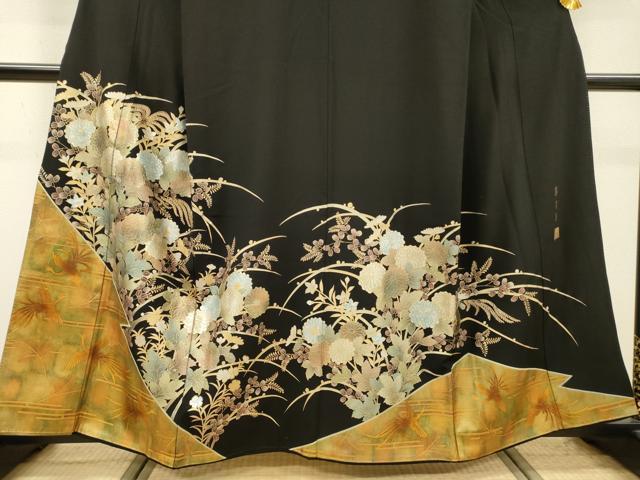 平和屋着物▼豪華黒留袖　作家物　嵐月華　鳳凰花文　金銀彩　正絹　逸品　DABI7067fe