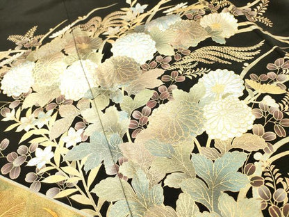 平和屋着物▼豪華黒留袖　作家物　嵐月華　鳳凰花文　金銀彩　正絹　逸品　DABI7067fe