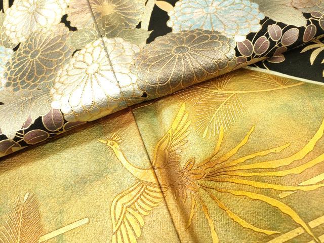 平和屋着物▼豪華黒留袖　作家物　嵐月華　鳳凰花文　金銀彩　正絹　逸品　DABI7067fe