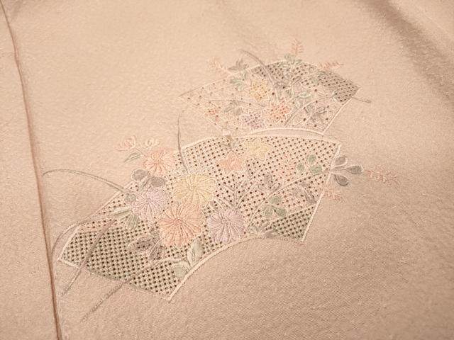 平和屋着物▼中国三大刺繍　スワトウ刺繍　汕頭刺繍　総刺繍　訪問着　地紙花文　暈し染　正絹　逸品　DABI7070fe