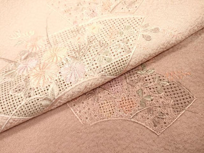 平和屋着物▼中国三大刺繍　スワトウ刺繍　汕頭刺繍　総刺繍　訪問着　地紙花文　暈し染　正絹　逸品　DABI7070fe