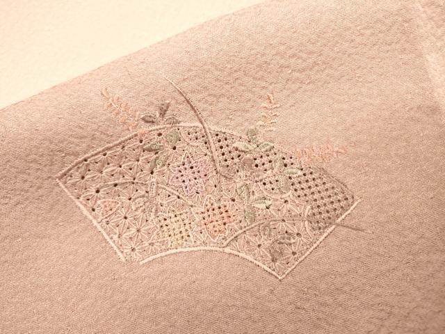 平和屋着物▼中国三大刺繍　スワトウ刺繍　汕頭刺繍　総刺繍　訪問着　地紙花文　暈し染　正絹　逸品　DABI7070fe