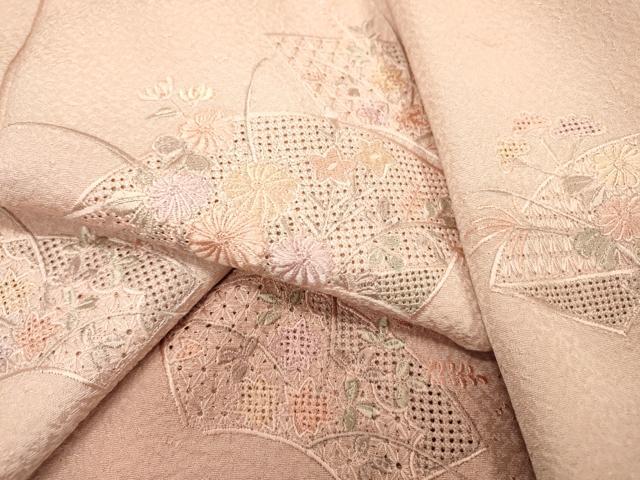 平和屋着物▼中国三大刺繍　スワトウ刺繍　汕頭刺繍　総刺繍　訪問着　地紙花文　暈し染　正絹　逸品　DABI7070fe