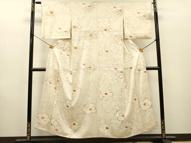 平和屋着物▼上質な小紋　手描き　舞花　正絹　逸品　DABI7071fe