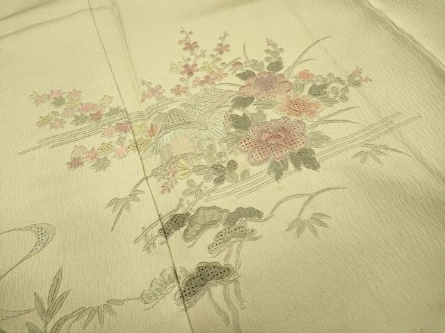 平和屋着物▼中国三大刺繍　スワトウ刺繍　汕頭刺繍　総刺繍　訪問着　風景花文　暈し染　正絹　逸品　DABI7072fe