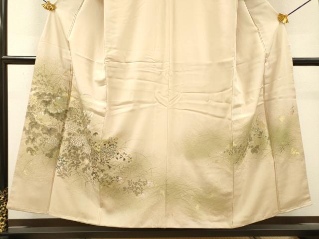 平和屋着物▼豪華色留袖　作家物　手描き　草花　金通し地　正絹　逸品　DABI7080fe