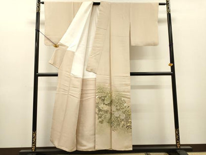 平和屋着物▼豪華色留袖　作家物　手描き　草花　金通し地　正絹　逸品　DABI7080fe