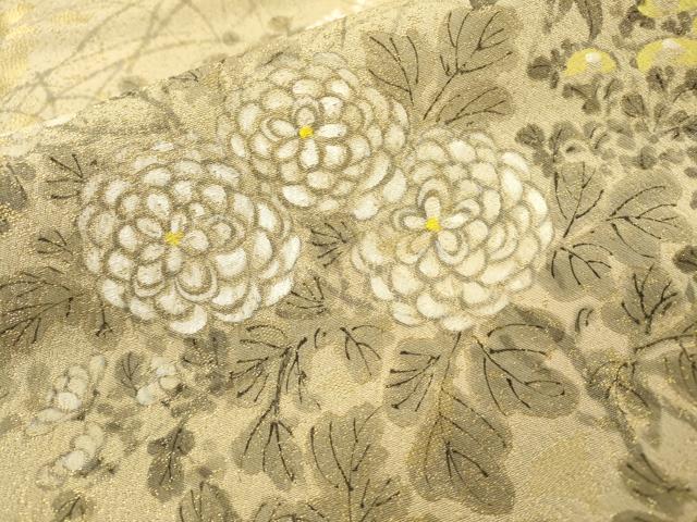 平和屋着物▼豪華色留袖　作家物　手描き　草花　金通し地　正絹　逸品　DABI7080fe