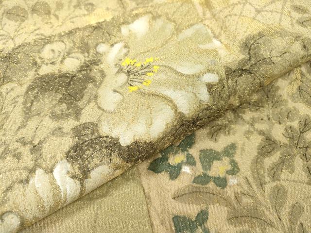 平和屋着物▼豪華色留袖　作家物　手描き　草花　金通し地　正絹　逸品　DABI7080fe