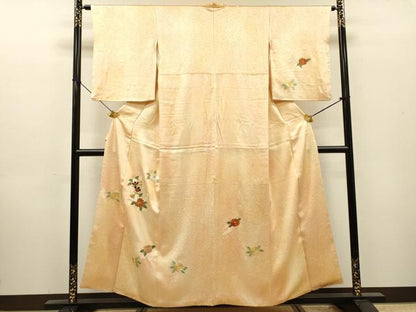 平和屋着物▼訪問着　駒刺繍　総刺繍　短冊花文　暈し染　金糸　やまと誂製　正絹　逸品　DABI7081fe