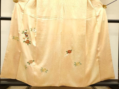 平和屋着物▼訪問着　駒刺繍　総刺繍　短冊花文　暈し染　金糸　やまと誂製　正絹　逸品　DABI7081fe