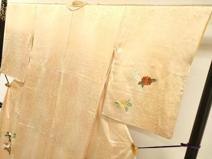 平和屋着物▼訪問着　駒刺繍　総刺繍　短冊花文　暈し染　金糸　やまと誂製　正絹　逸品　DABI7081fe