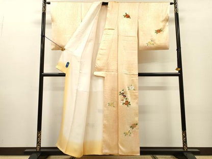 平和屋着物▼訪問着　駒刺繍　総刺繍　短冊花文　暈し染　金糸　やまと誂製　正絹　逸品　DABI7081fe