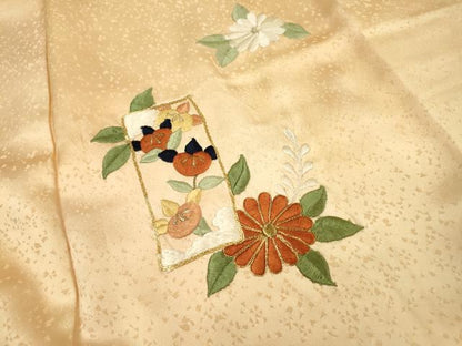 平和屋着物▼訪問着　駒刺繍　総刺繍　短冊花文　暈し染　金糸　やまと誂製　正絹　逸品　DABI7081fe