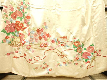 平和屋着物▼豪華振袖　総刺繍　花車文　金銀糸　正絹　逸品　DABI7082fe