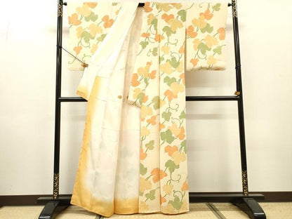 平和屋着物●上質な小紋　地紋起こし　蔦の葉文　正絹　逸品　DABI7083fe