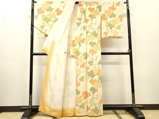 平和屋着物●上質な小紋　地紋起こし　蔦の葉文　正絹　逸品　DABI7083fe