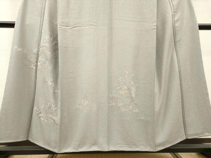平和屋着物▼中国三大刺繍　スワトウ刺繍　汕頭刺繍　相良刺繍　総刺繍　訪問着　扇面花文　金糸　正絹　逸品　未使用　DABI7084fe