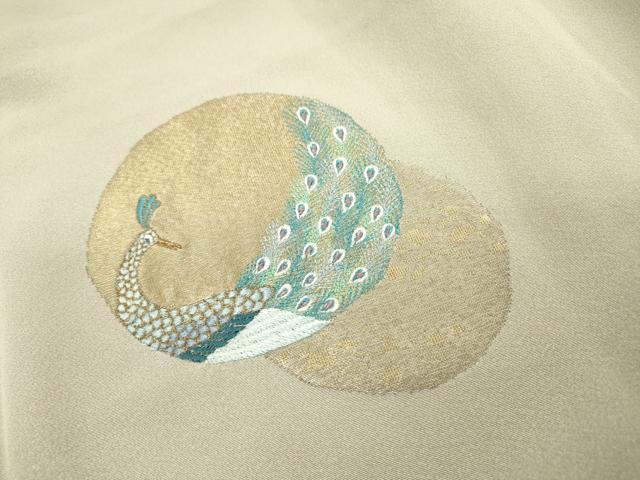 平和屋着物▼訪問着　総刺繍　孔雀丸文　金銀糸　正絹　逸品　DABI7085fe