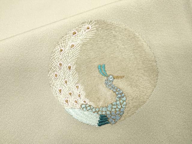 平和屋着物▼訪問着　総刺繍　孔雀丸文　金銀糸　正絹　逸品　DABI7085fe