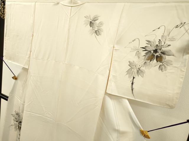 平和屋着物▼訪問着　手描き　枝花　金彩　正絹　逸品　DABI7086fe