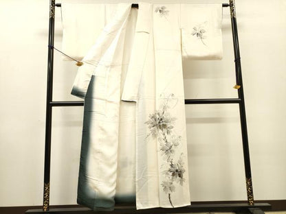 平和屋着物▼訪問着　手描き　枝花　金彩　正絹　逸品　DABI7086fe