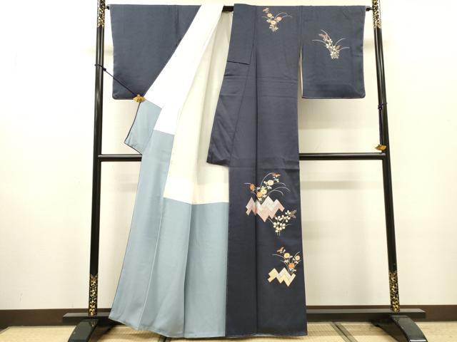 平和屋着物▼訪問着　駒刺繍　総刺繍　檜垣花文　金糸　正絹　逸品　未使用　DABI7092fe