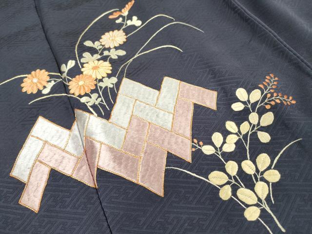 平和屋着物▼訪問着　駒刺繍　総刺繍　檜垣花文　金糸　正絹　逸品　未使用　DABI7092fe