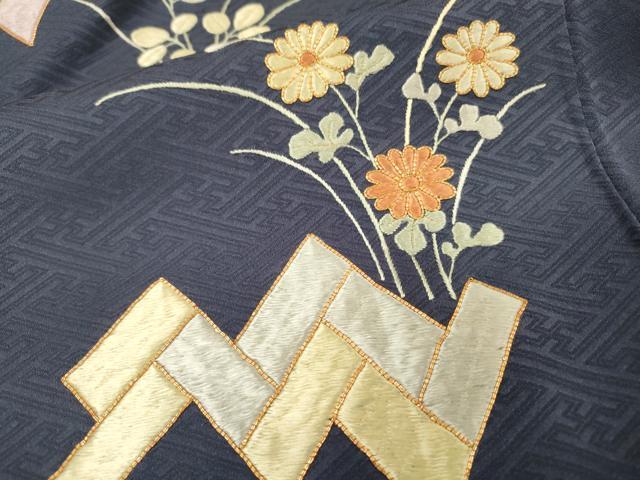 平和屋着物▼訪問着　駒刺繍　総刺繍　檜垣花文　金糸　正絹　逸品　未使用　DABI7092fe