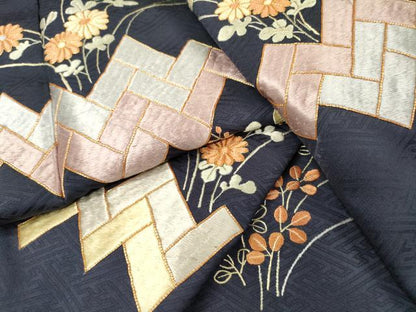 平和屋着物▼訪問着　駒刺繍　総刺繍　檜垣花文　金糸　正絹　逸品　未使用　DABI7092fe
