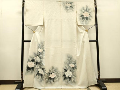 平和屋着物▼訪問着　手描き　牡丹　暈し染　正絹　逸品　DABI7094fe