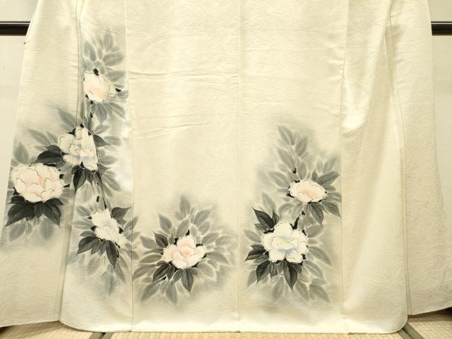 平和屋着物▼訪問着　手描き　牡丹　暈し染　正絹　逸品　DABI7094fe