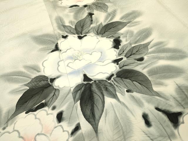 平和屋着物▼訪問着　手描き　牡丹　暈し染　正絹　逸品　DABI7094fe