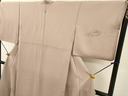 平和屋着物▼中国三大刺繍 スワトウ刺繍 汕頭刺繍 総刺繍 無地絵羽訪問着 地紙風景花文 薄柿色 正絹 逸品 DABI7096fe