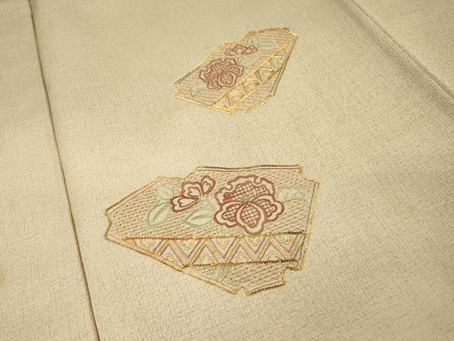 平和屋着物▼中国三大刺繍　スワトウ刺繍　汕頭刺繍　総刺繍　訪問着　破れ色紙花文　暈し染　金糸　正絹　逸品　DABI7097fe