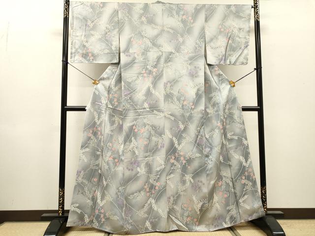 平和屋着物▼上質な小紋　草花　暈し染　正絹　逸品　未使用　DABI7098fe