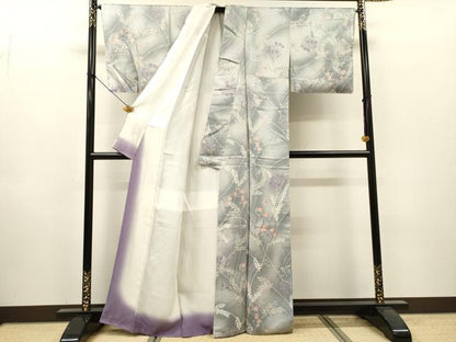 平和屋着物▼上質な小紋　草花　暈し染　正絹　逸品　未使用　DABI7098fe
