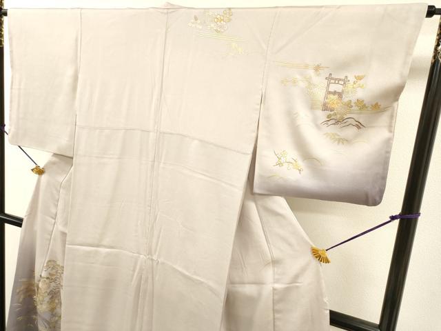 平和屋着物▼訪問着　渡り橋風景文　暈し染　金銀彩　正絹　逸品　DABI7103fe