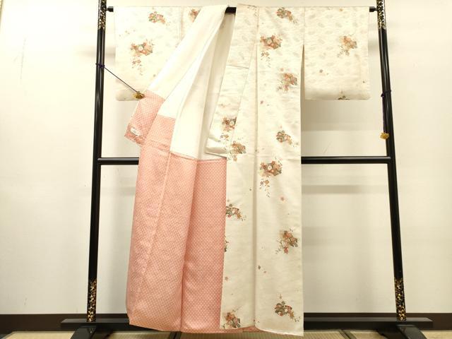平和屋着物▼上質な小紋　地紙重ね花松文　金彩　金通し地　やまと誂製　正絹　逸品　DABI7104fe