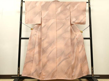 平和屋着物●上質な小紋　地紋起こし　変わり縞　暈し染　正絹　逸品　DABI7108fe