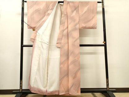 平和屋着物●上質な小紋　地紋起こし　変わり縞　暈し染　正絹　逸品　DABI7108fe
