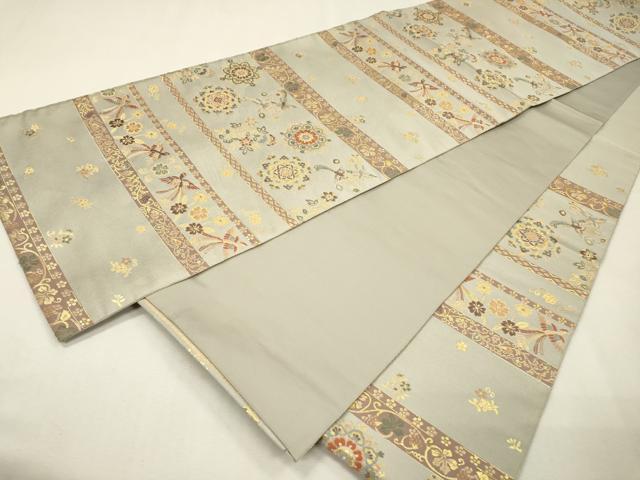 平和屋着物▼六通柄袋帯　唐織　紹巴　鳳凰正倉院花文　金糸　正絹　逸品　DABI7111fe