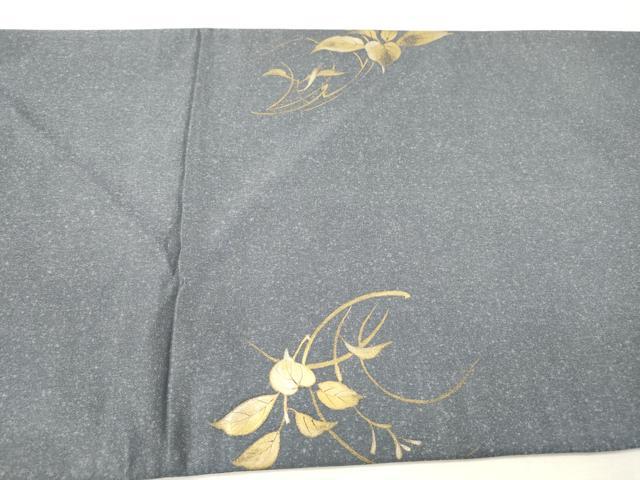 平和屋着物▼太鼓柄袋帯　手描き　草花　金銀彩　正絹　逸品　DABI7123fe