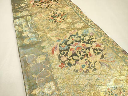 平和屋着物▼六通柄袋帯　鳳凰花唐草文　金糸　正絹　逸品　DABI7146fe