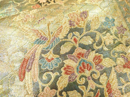 平和屋着物▼六通柄袋帯　鳳凰花唐草文　金糸　正絹　逸品　DABI7146fe