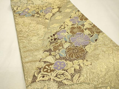 平和屋着物▼六通柄袋帯　辻が花　金糸　正絹　逸品　DABI7155fe